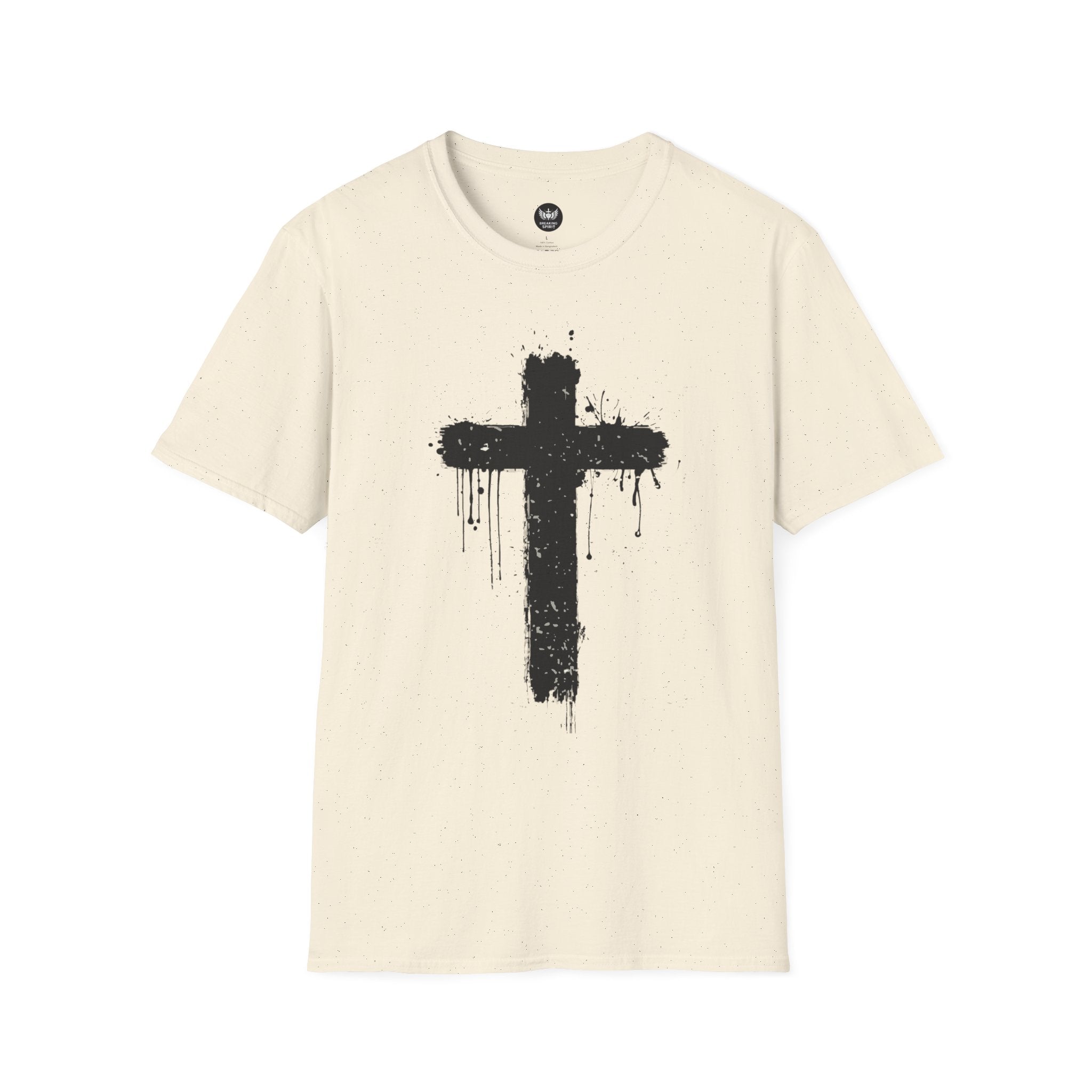 Camiseta con Cruz de Pincel Grunge — Camiseta Cristiana Desgastada