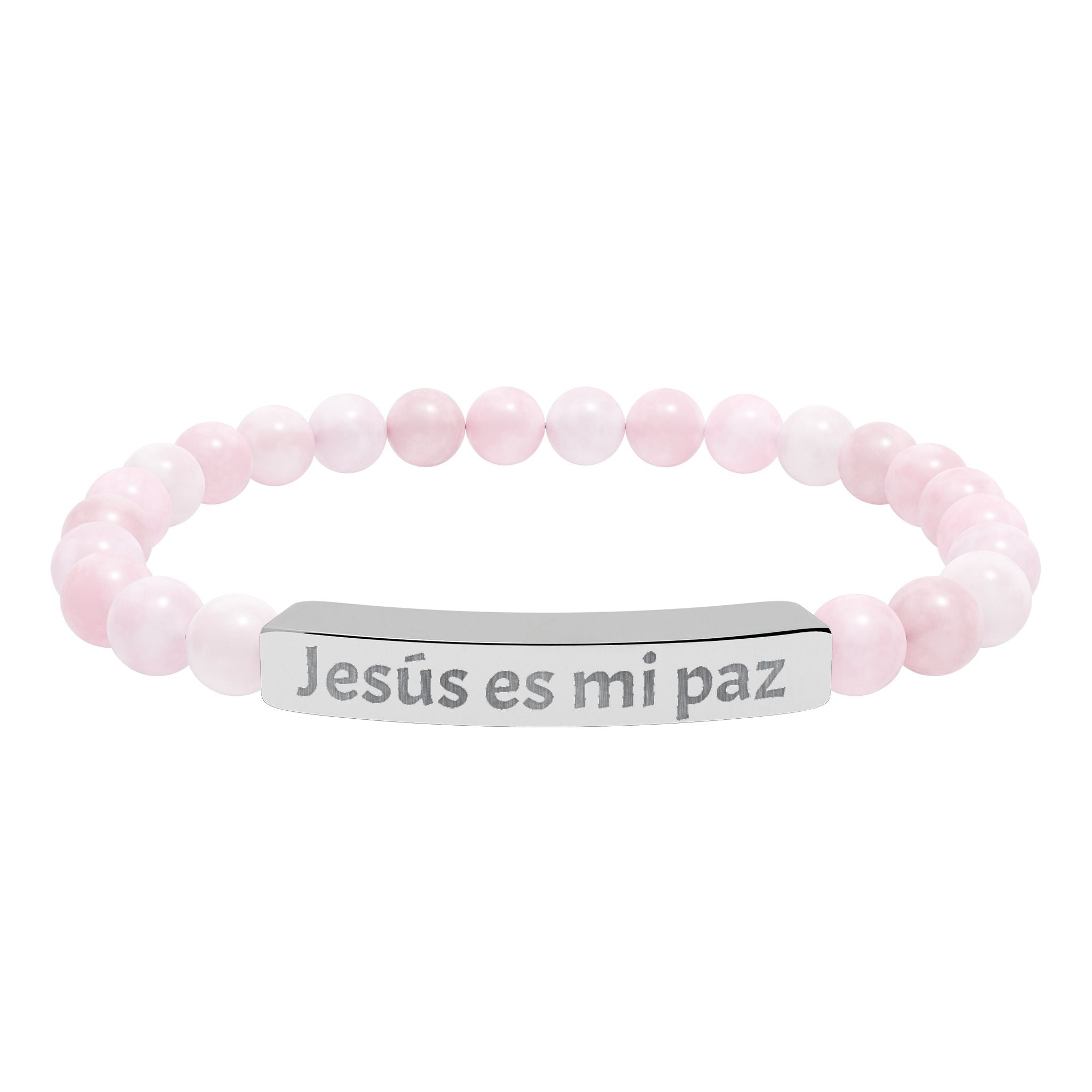 Engraved 'Jesús es mi paz' Natural Stone Bar Bracelet