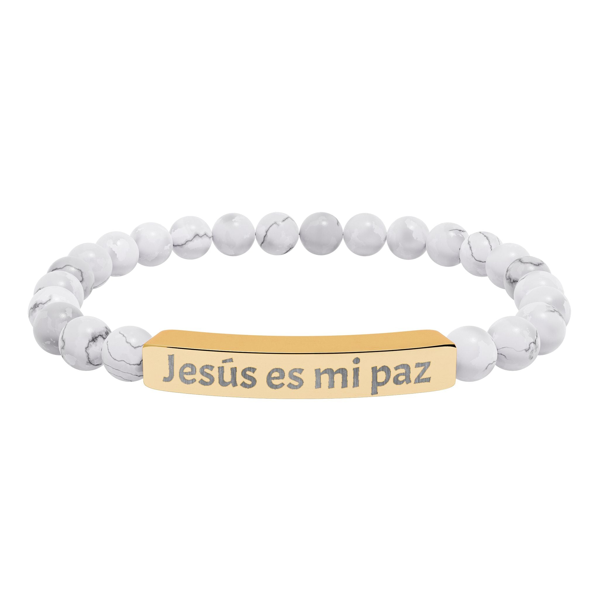 Engraved 'Jesús es mi paz' Natural Stone Bar Bracelet