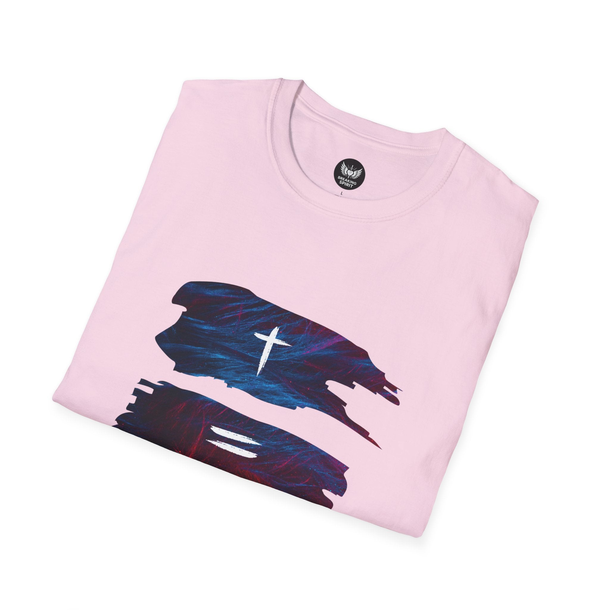 Cross, Equals, Heart shirt | Christian faith brushstroke design T-Shirt
