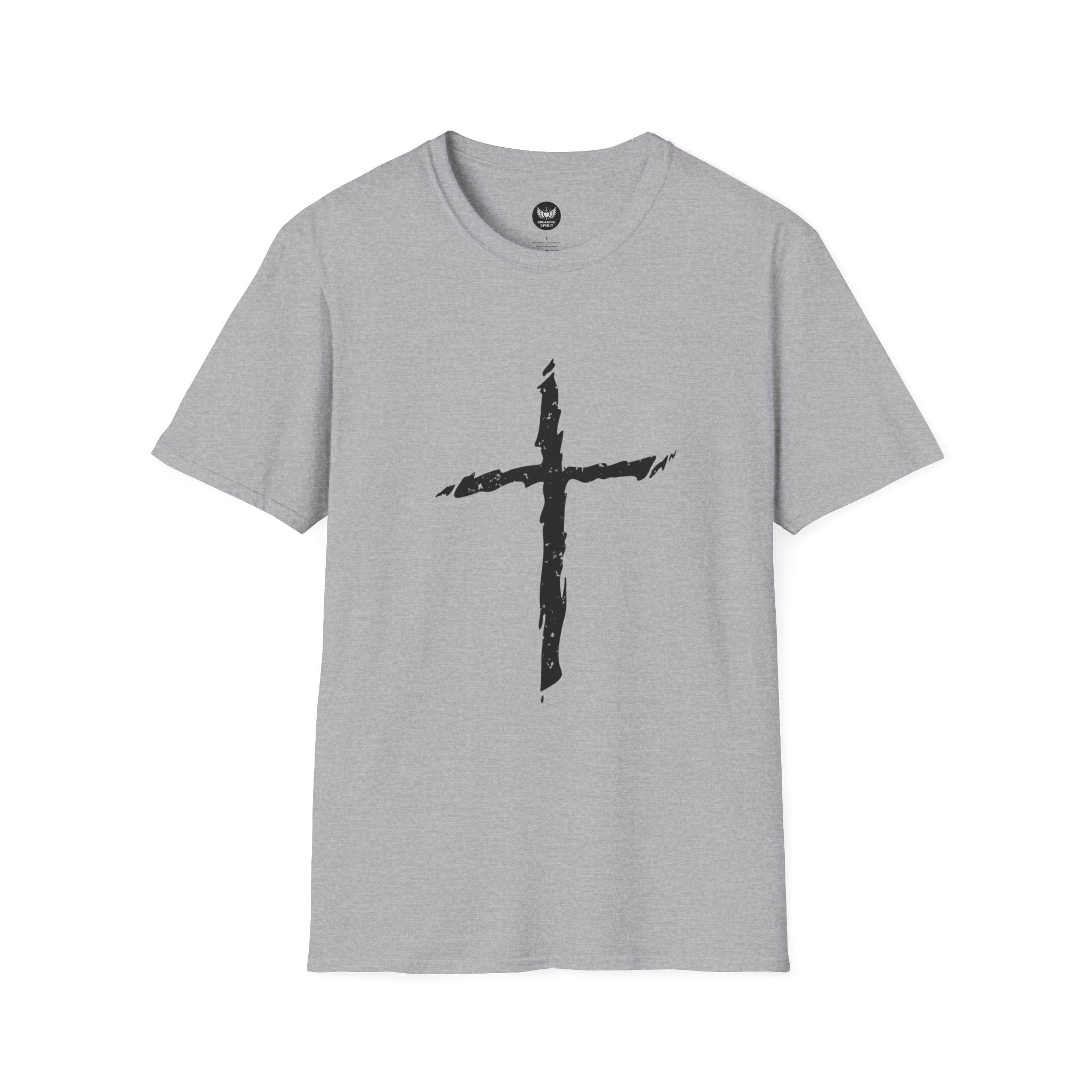 Christian Brushstroke Cross T-Shirt — Minimal Faith Graphic Tee
