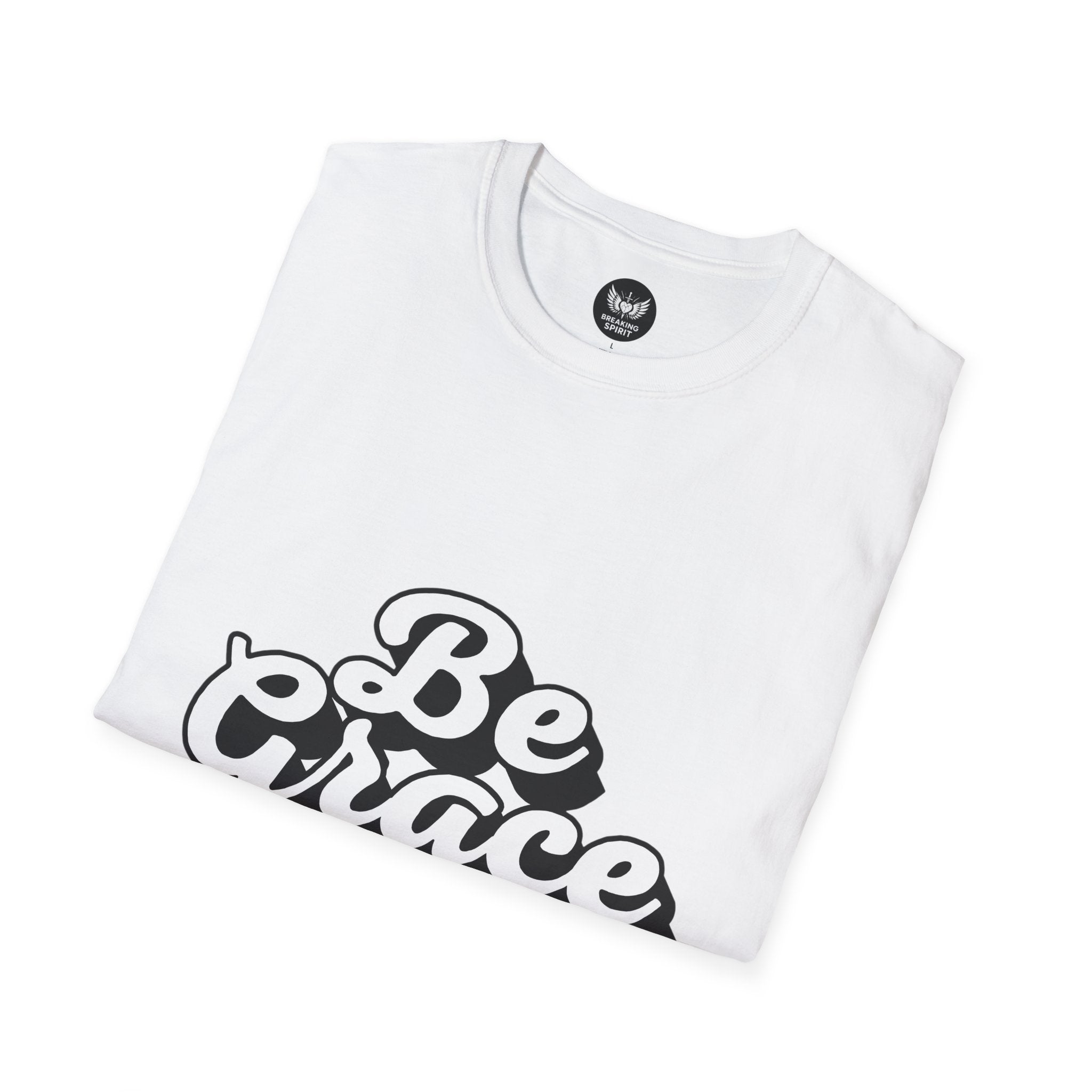 Be Grace script logo T-Shirt | inspirational typography, black white design