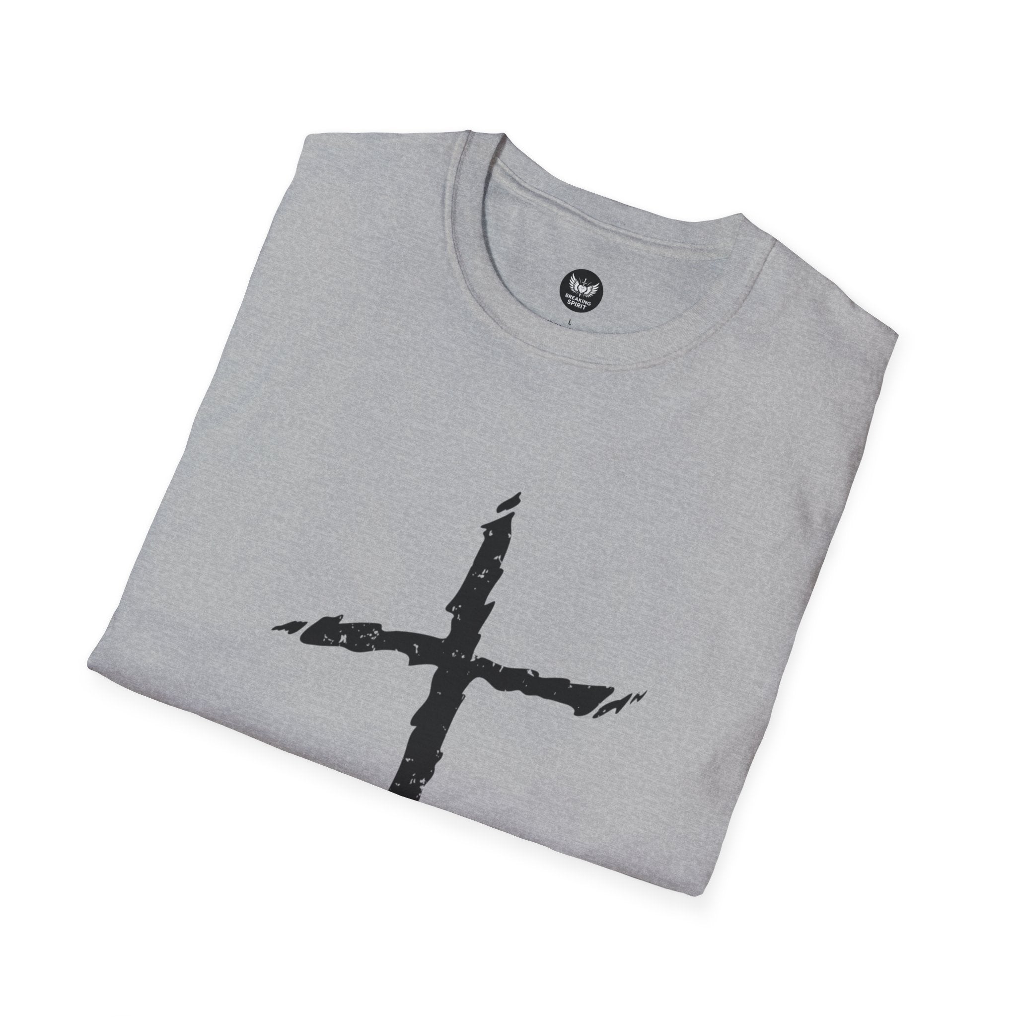 Camiseta Cruzada Pincelada Cristiana — Camiseta Gráfica de Fe Minimalista