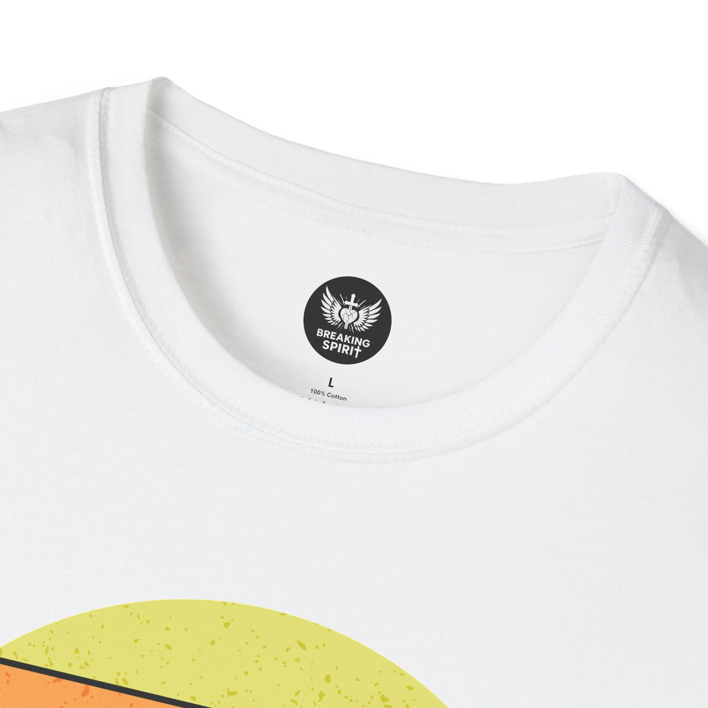 Jesus Saves Tee — Retro Sunset Cross Silhouette Christian T-Shirt