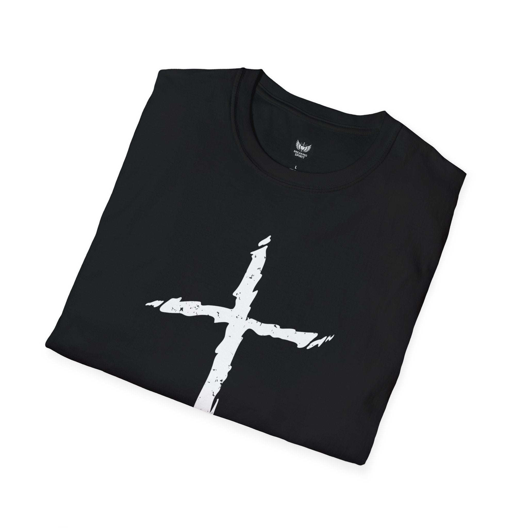 Brushstroke Cross T-Shirt — Minimal Christian Faith Tee