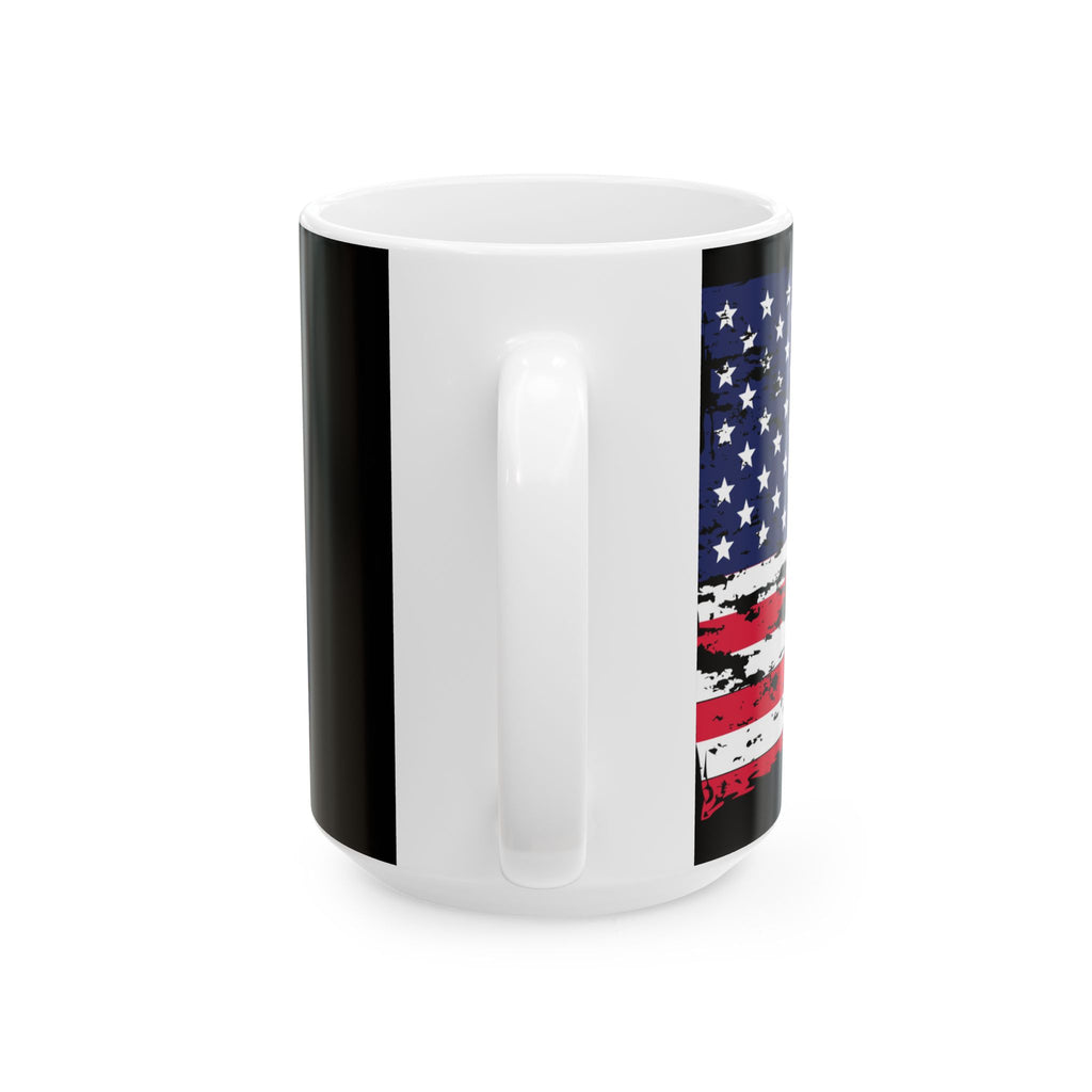 Distressed American Flag Ceramic Mug — Patriotic Coffee Cup (11oz & 15oz)