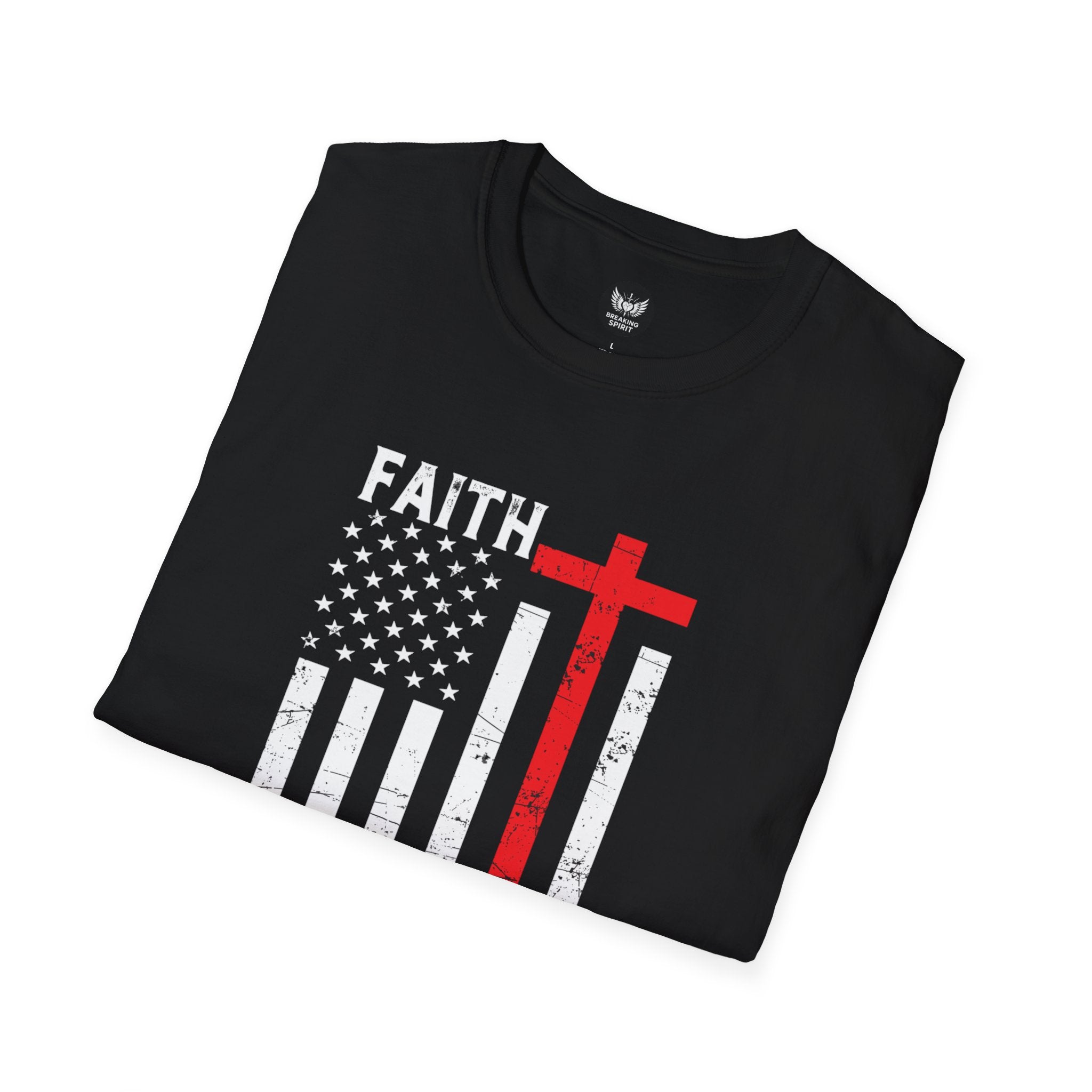 Faith Over Fear T-Shirt — American Flag Cross Christian Graphic Tee
