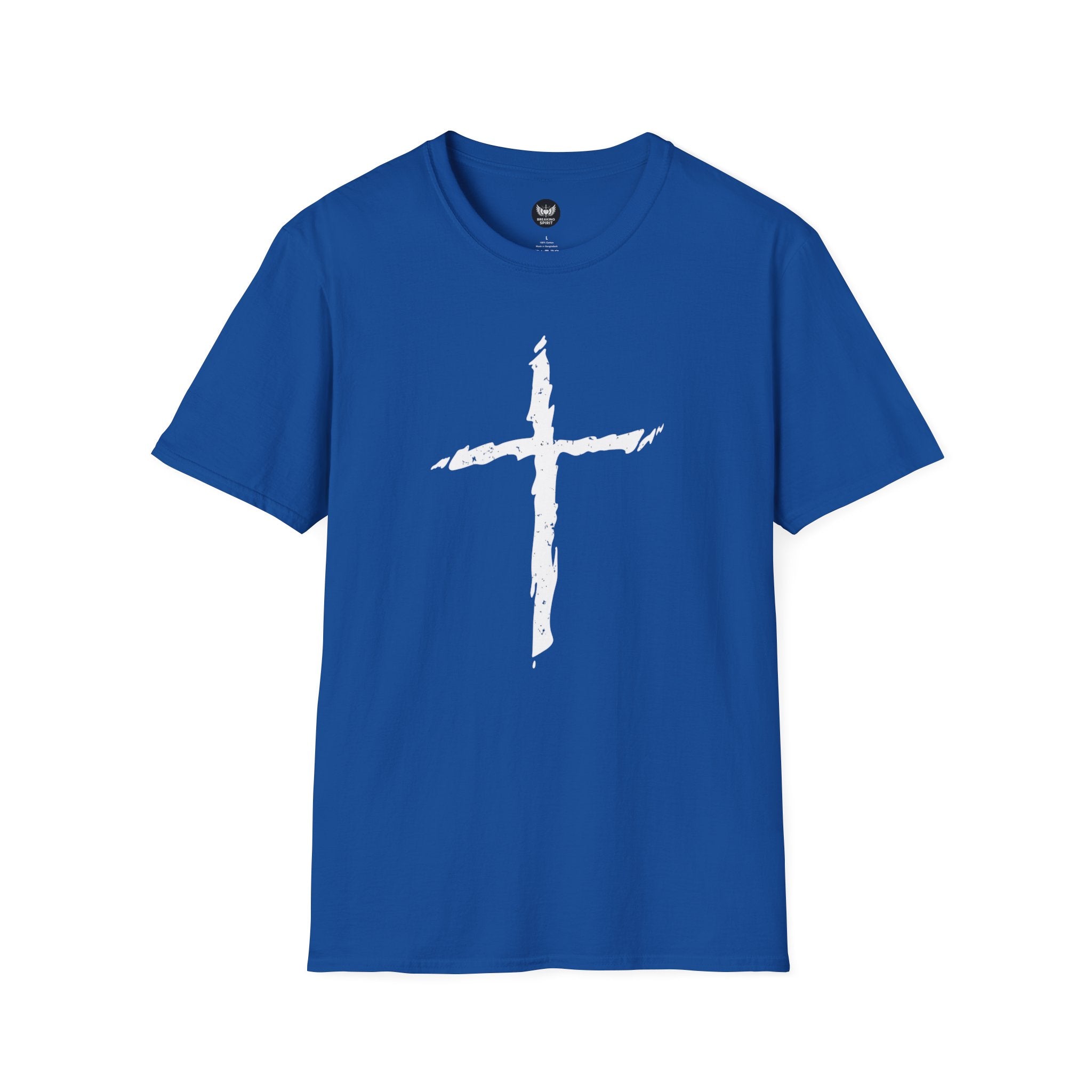 Brushstroke Cross T-Shirt — Minimal Christian Faith Tee