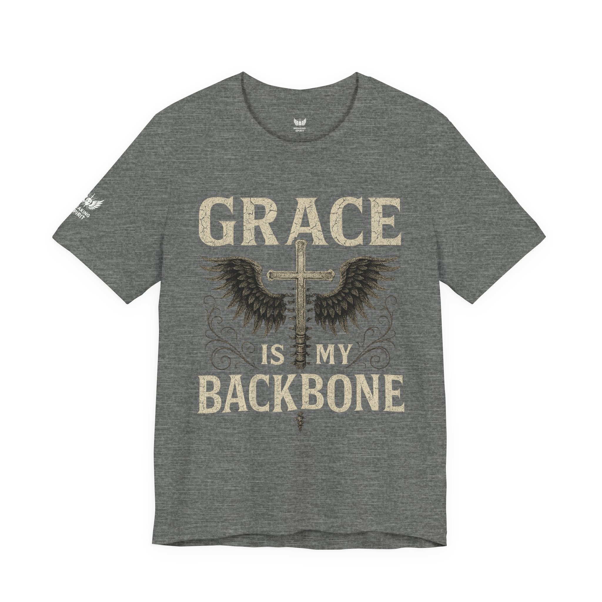 Camiseta "La gracia es mi soporte" | Camiseta de fe cristiana, Cruz vertical desgastada