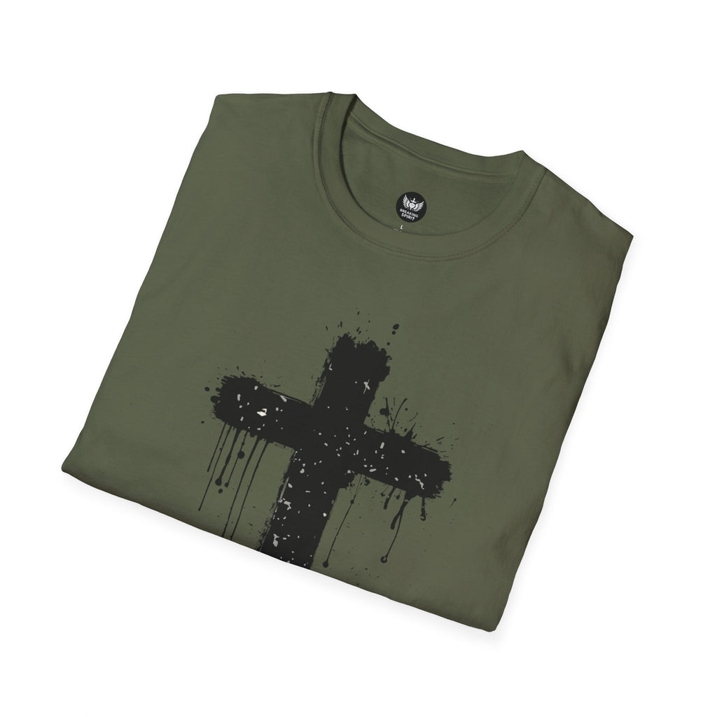 Camiseta con Cruz de Pincel Grunge — Camiseta Cristiana Desgastada