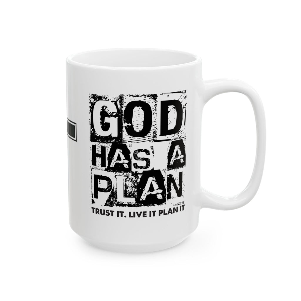 Faith Cross Ceramic Mug — "God Has a Plan" Inspirational Coffee Cup (11oz/15oz)