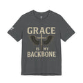 Camiseta "La gracia es mi soporte" | Camiseta de fe cristiana, Cruz vertical desgastada