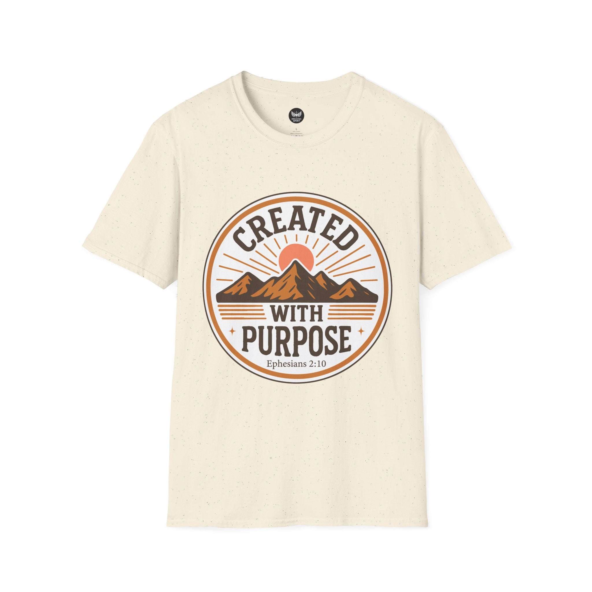Created With Purpose T-Shirt — Christian Faith Mountain Graphic (Ephesians 2:10)