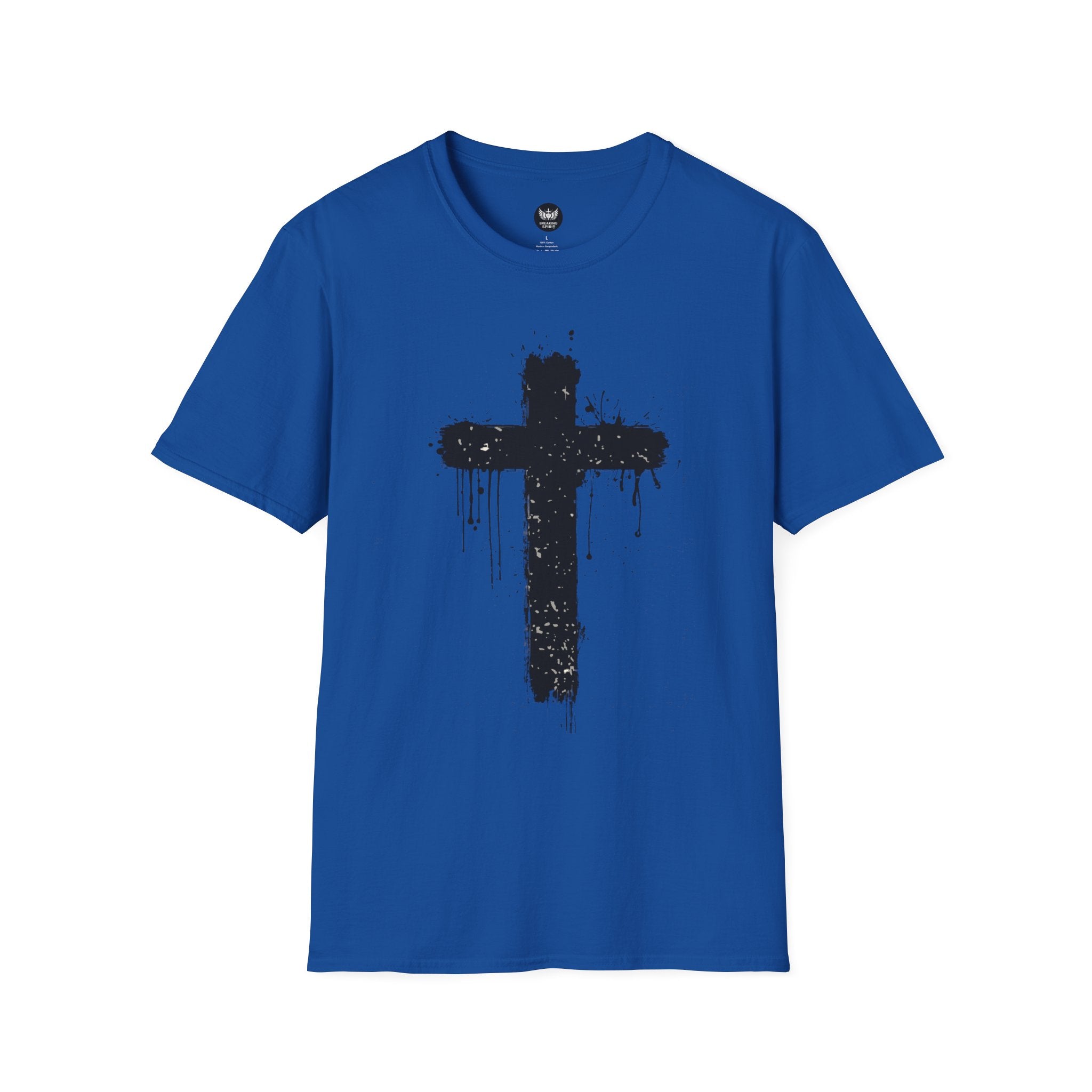 Camiseta con Cruz de Pincel Grunge — Camiseta Cristiana Desgastada