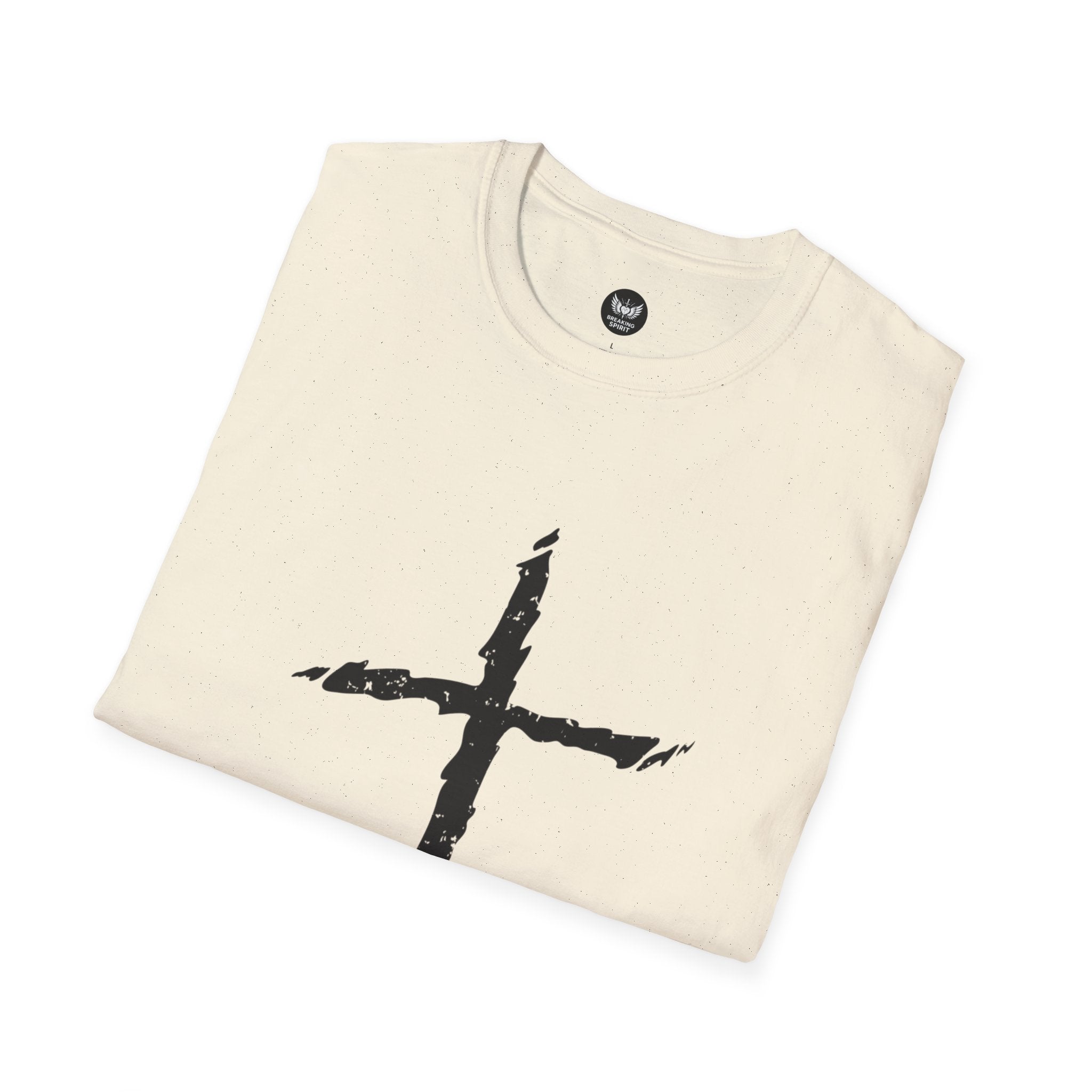 Camiseta Cruzada Pincelada Cristiana — Camiseta Gráfica de Fe Minimalista