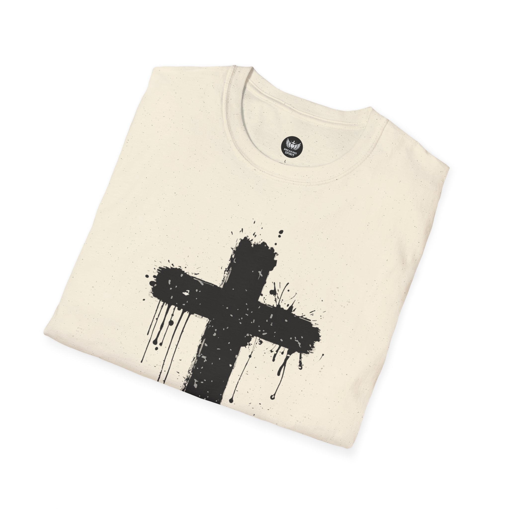 Camiseta con Cruz de Pincel Grunge — Camiseta Cristiana Desgastada