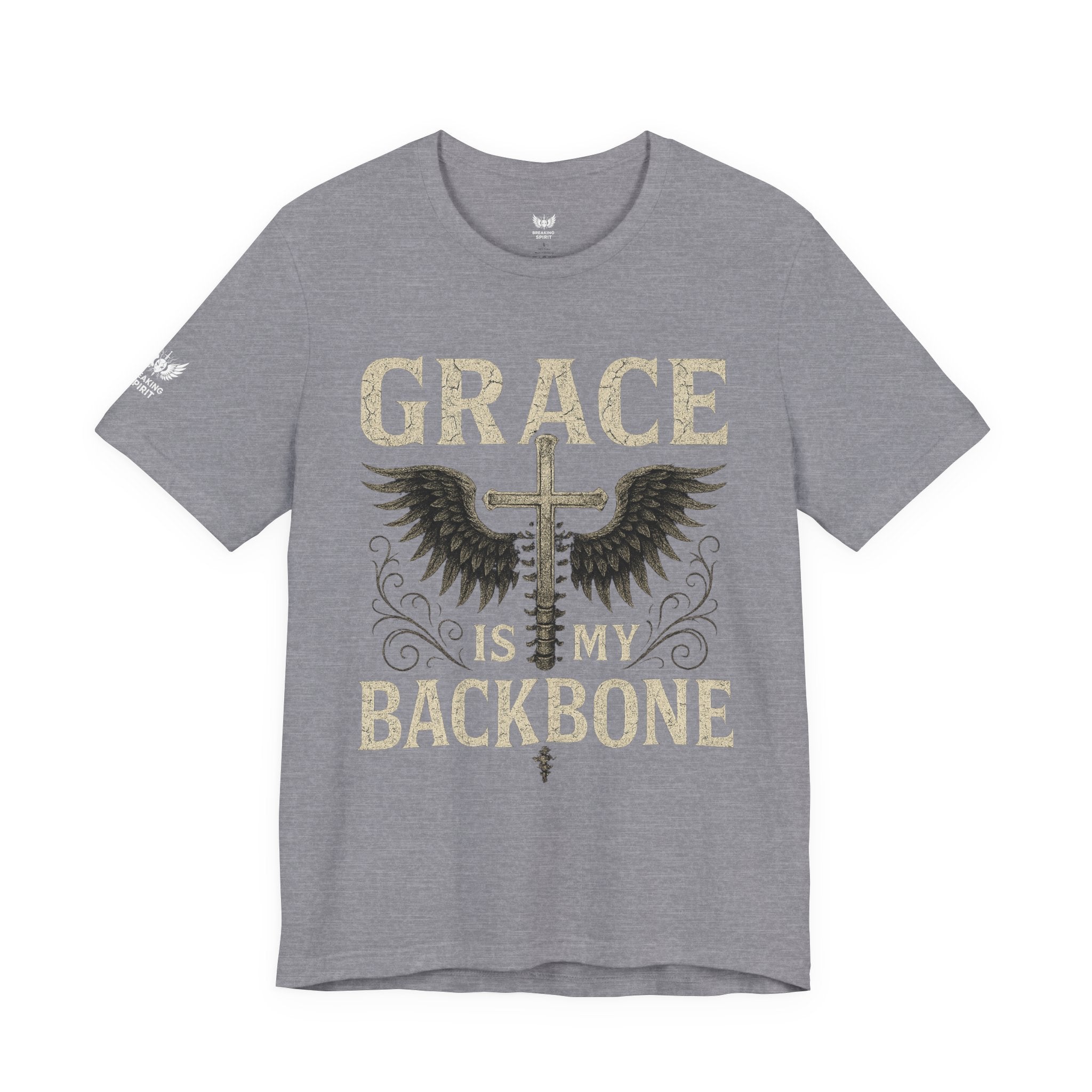 Camiseta "La gracia es mi soporte" | Camiseta de fe cristiana, Cruz vertical desgastada