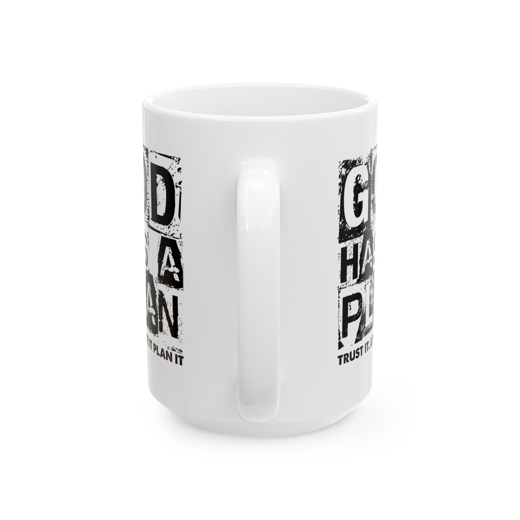 Faith Cross Ceramic Mug — "God Has a Plan" Inspirational Coffee Cup (11oz/15oz)