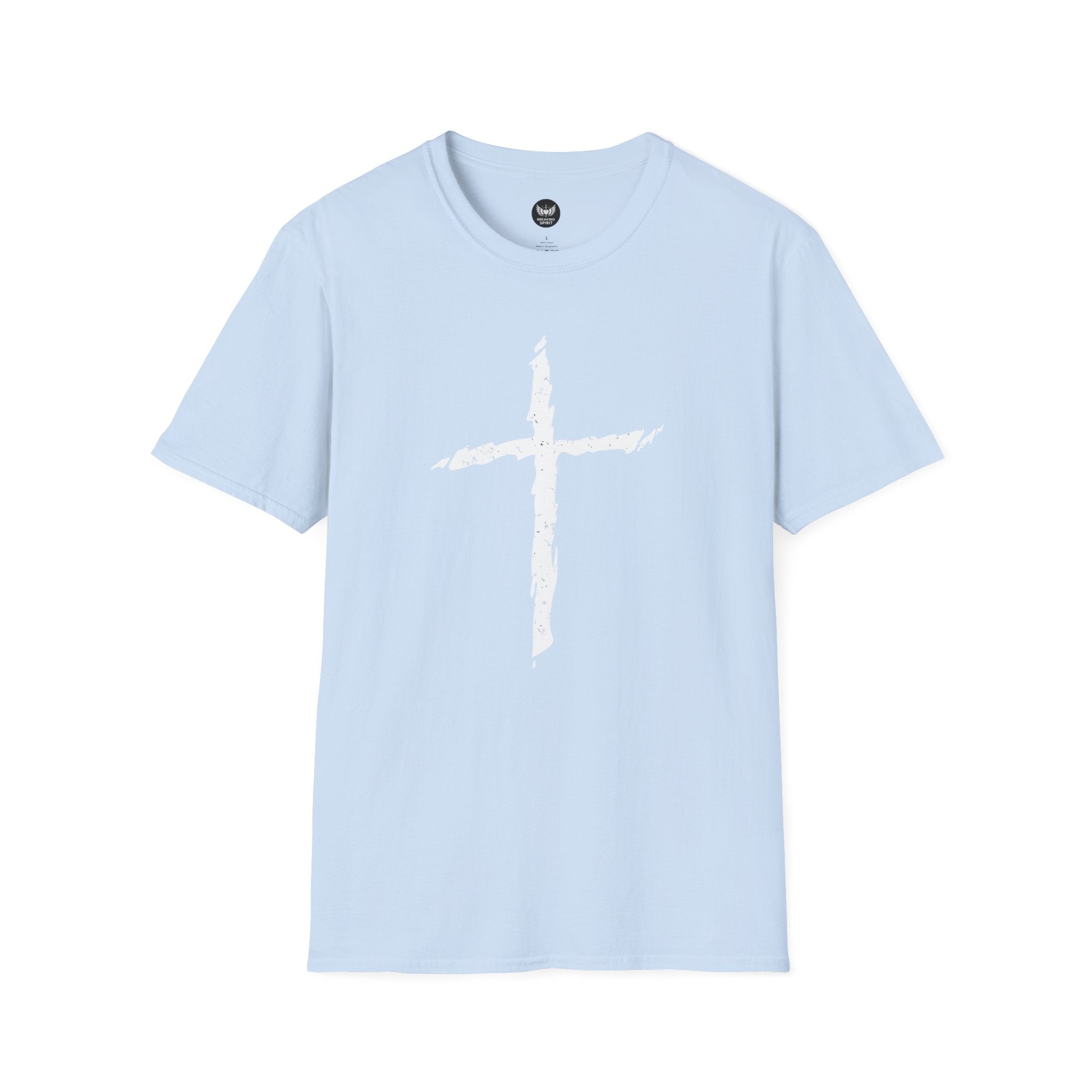 Brushstroke Cross T-Shirt — Minimal Christian Faith Tee