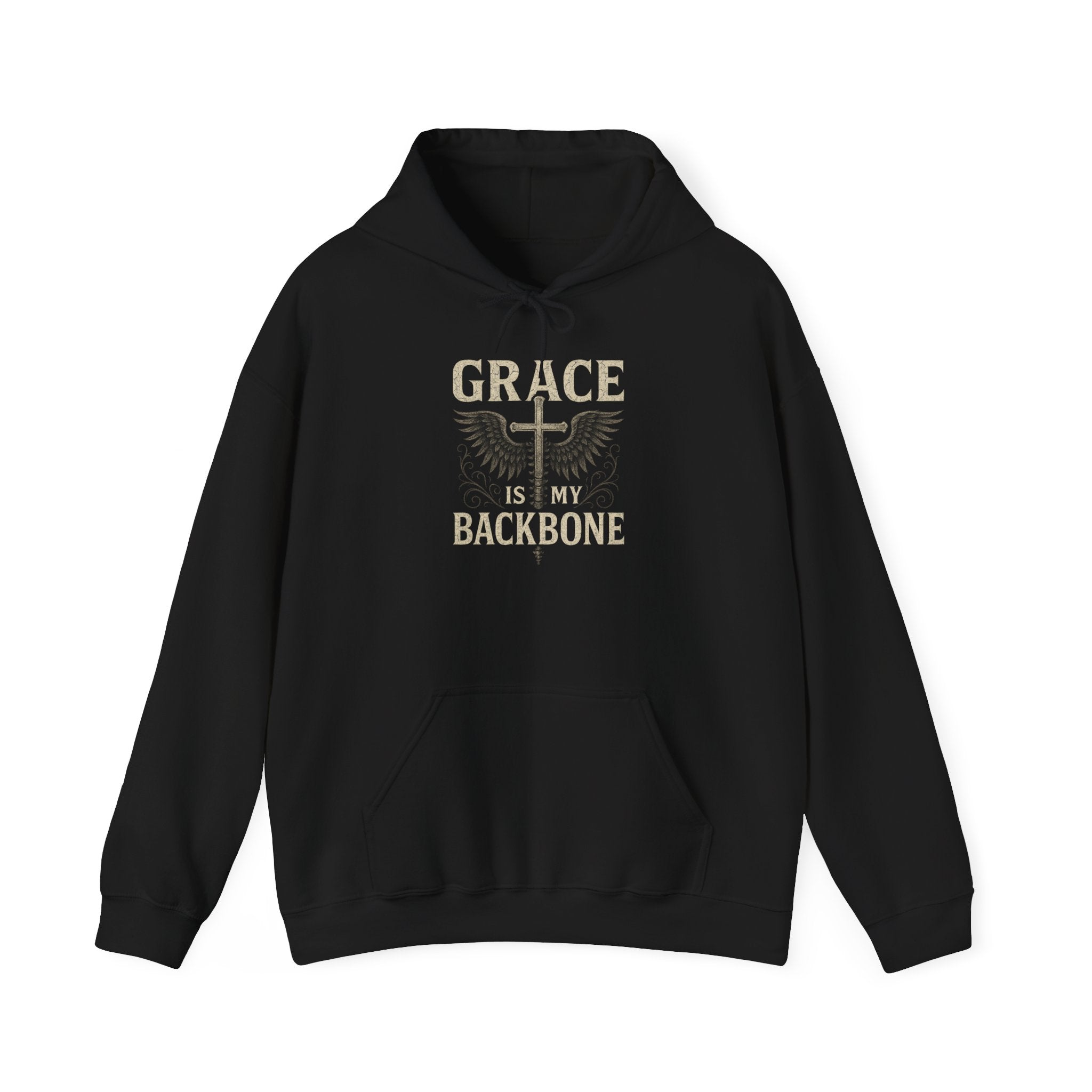 Sudadera con capucha Grace Is My Backbone | Sudadera con capucha con estampado Faith Wings