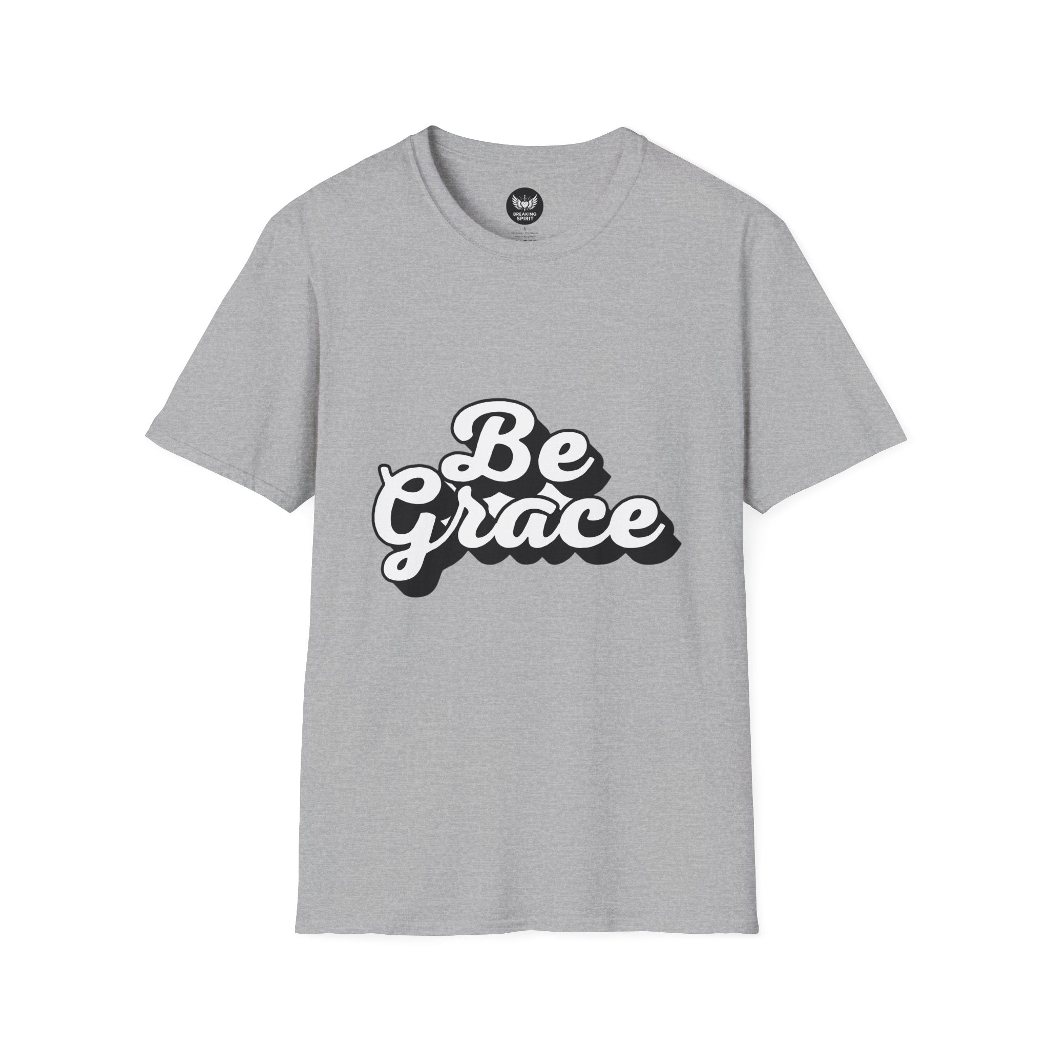 Be Grace script logo T-Shirt | inspirational typography, black white design