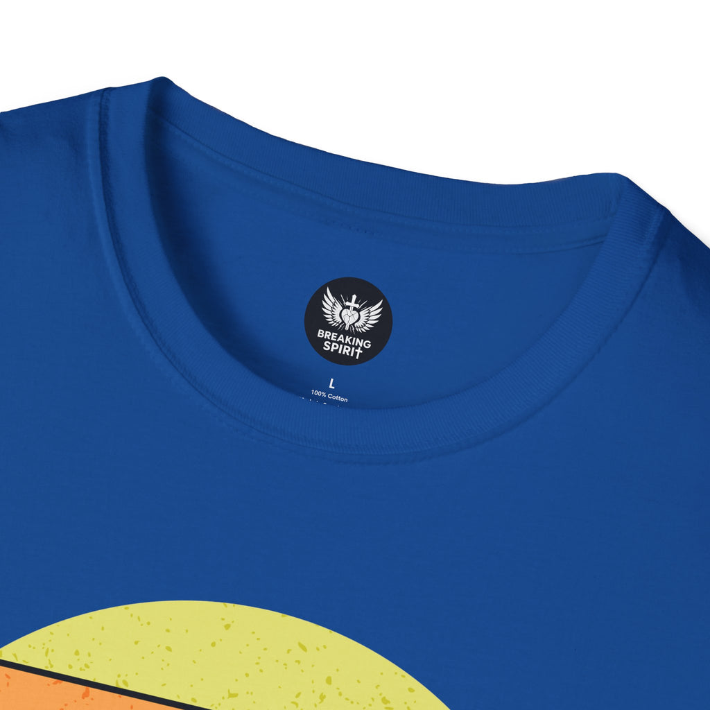 Jesus Saves Tee — Retro Sunset Cross Silhouette Christian T-Shirt