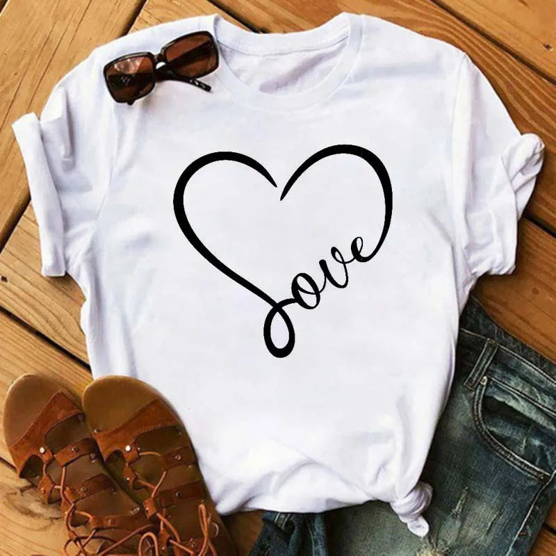 Maycaur Fashion Women T-shirt Christian Tops Harajuku Love Graphic Printed Tees Female T Shirts Casual Tees Tops Camisetas Mujer