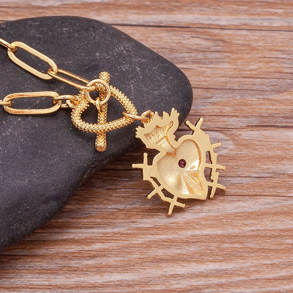 Nidin New Classic Christian Jesus Sacred Heart Pendant Men Women Catholic Religious Chain Necklace Jewelry Accessories Gift