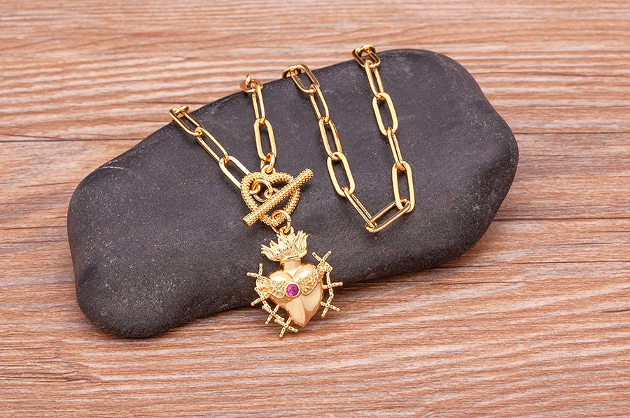 Nidin New Classic Christian Jesus Sacred Heart Pendant Men Women Catholic Religious Chain Necklace Jewelry Accessories Gift