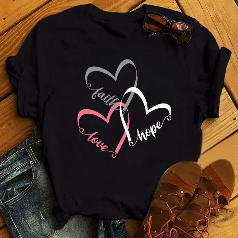 Maycaur Fashion Women T-shirt Christian Tops Harajuku Love Graphic Printed Tees Female T Shirts Casual Tees Tops Camisetas Mujer