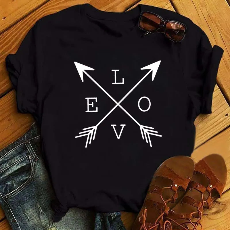 Maycaur Fashion Women T-shirt Christian Tops Harajuku Love Graphic Printed Tees Female T Shirts Casual Tees Tops Camisetas Mujer