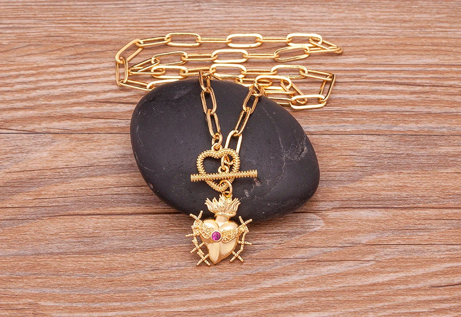 Nidin New Classic Christian Jesus Sacred Heart Pendant Men Women Catholic Religious Chain Necklace Jewelry Accessories Gift