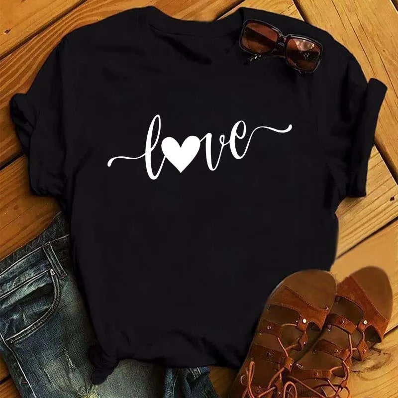 Maycaur Fashion Women T-shirt Christian Tops Harajuku Love Graphic Printed Tees Female T Shirts Casual Tees Tops Camisetas Mujer