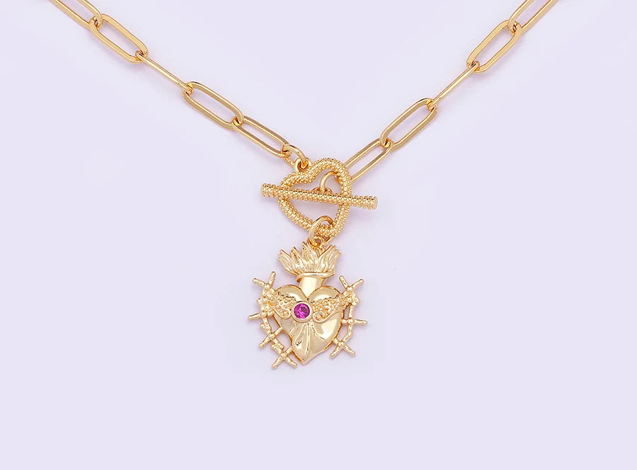 Nidin New Classic Christian Jesus Sacred Heart Pendant Men Women Catholic Religious Chain Necklace Jewelry Accessories Gift