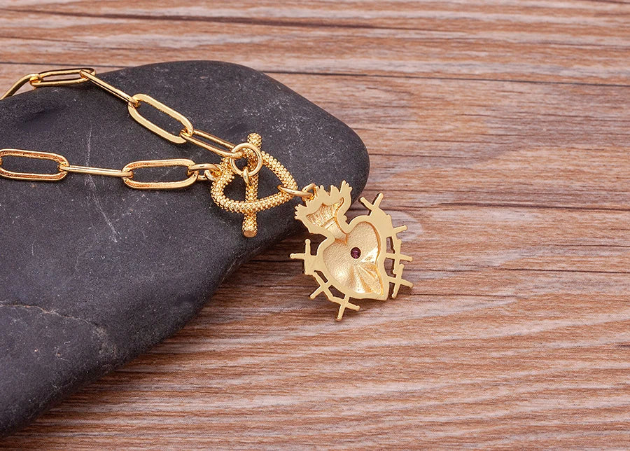 Nidin New Classic Christian Jesus Sacred Heart Pendant Men Women Catholic Religious Chain Necklace Jewelry Accessories Gift