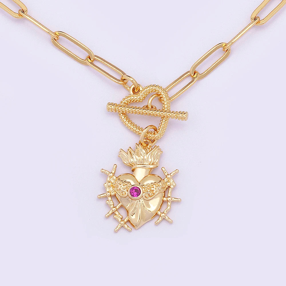 Nidin New Classic Christian Jesus Sacred Heart Pendant Men Women Catholic Religious Chain Necklace Jewelry Accessories Gift