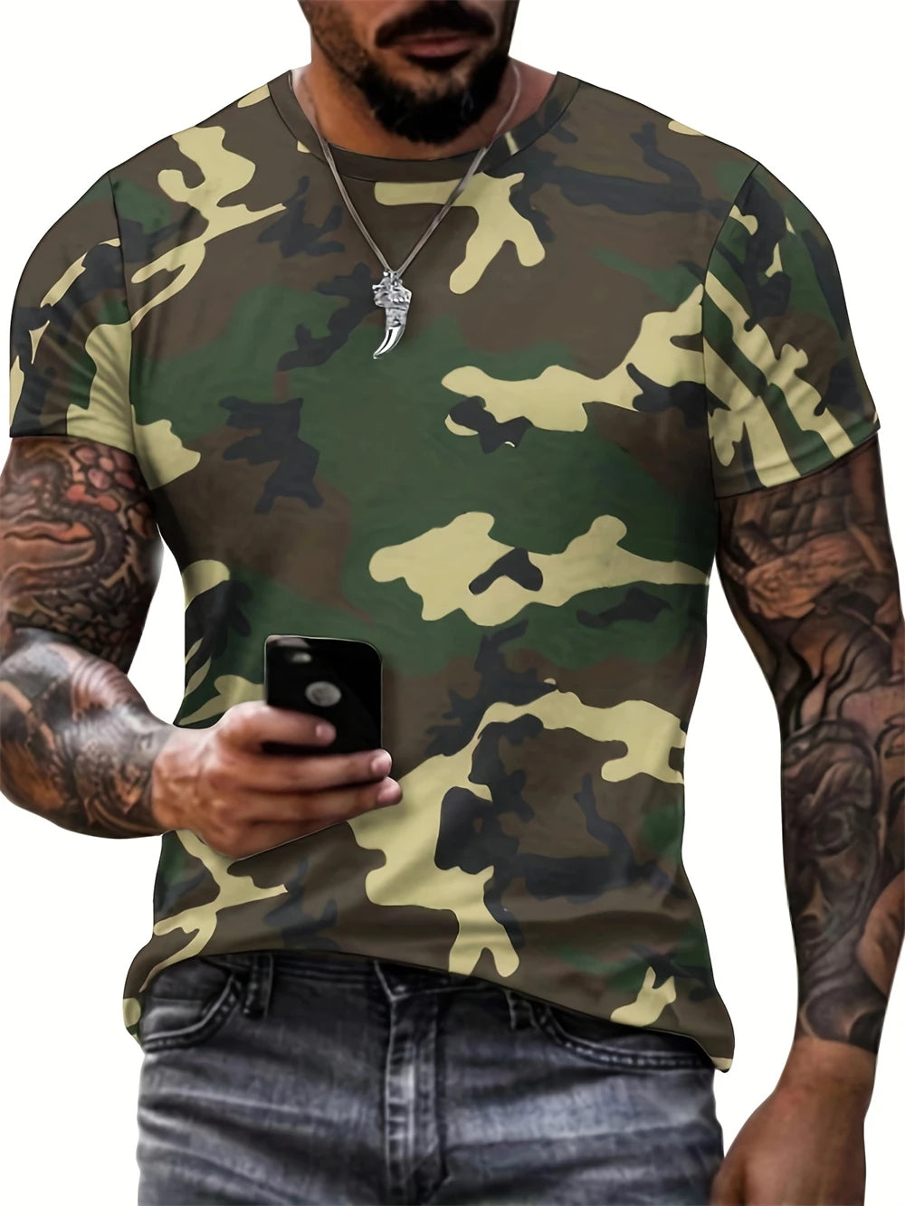 Cross Print Men's Graphic Design Crew Neck T-shirt Casual Tshirts For Summer Men's Clothing Tops For Daily Gym Workout Running