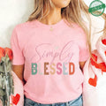 Blessed Floral Cross T-Shirt for Women, Flower Graphic Tee, Summer Short Sleeve O Neck Y2k Tops, Female Aesthetic Faith Clothing