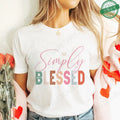 Blessed Floral Cross T-Shirt for Women, Flower Graphic Tee, Summer Short Sleeve O Neck Y2k Tops, Female Aesthetic Faith Clothing