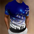 Retro Men'S T-Shirt 3d Music Notes Printed Men Clothing Daily Casual Short Sleeve Street Designer Tees Top Loose Oversized Shirt