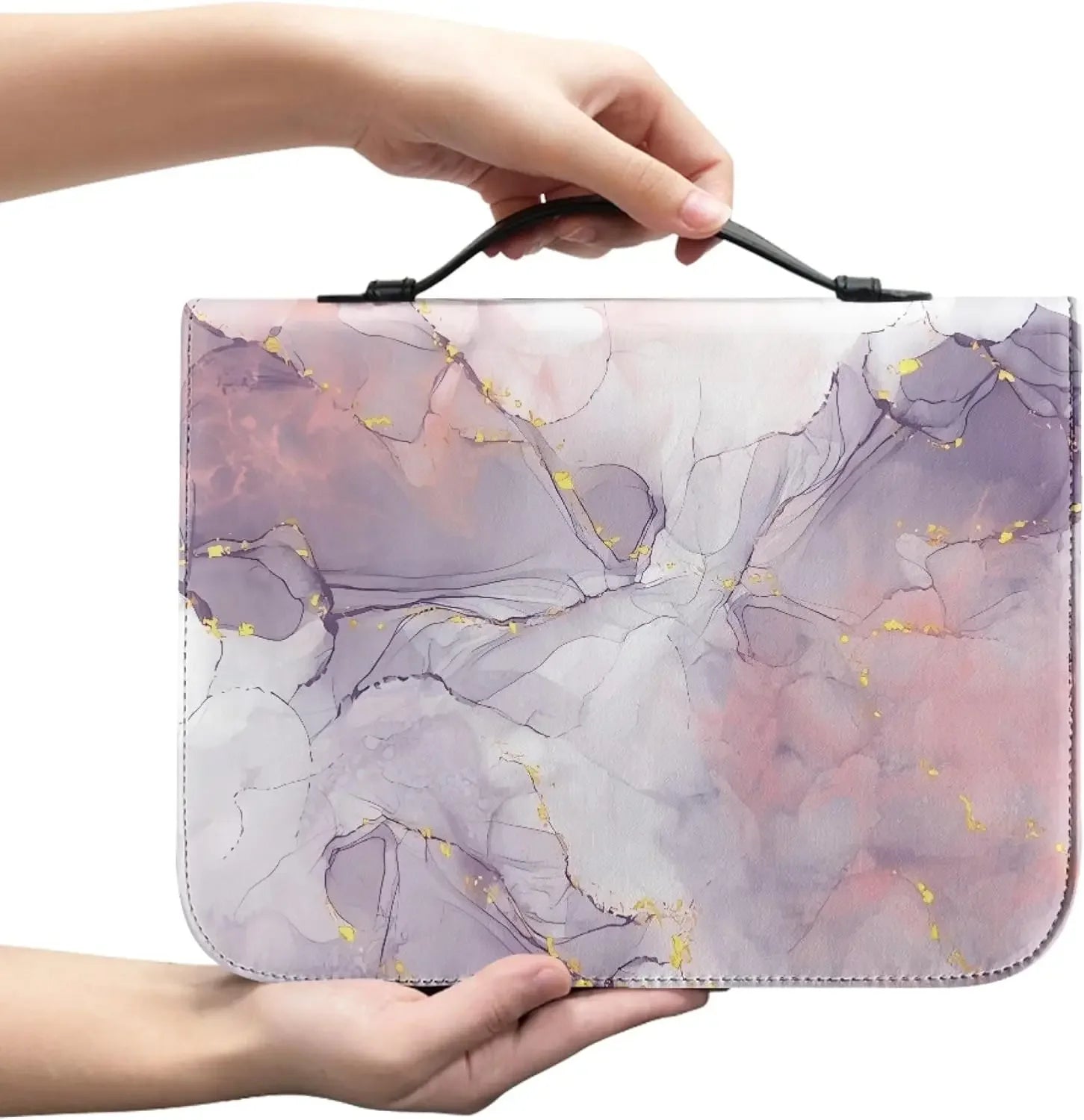 Marble Bible Cover for Men White and Gold Custom for Women Girl with Handle and Zipper Bible Bag Journal Case Christian Gift