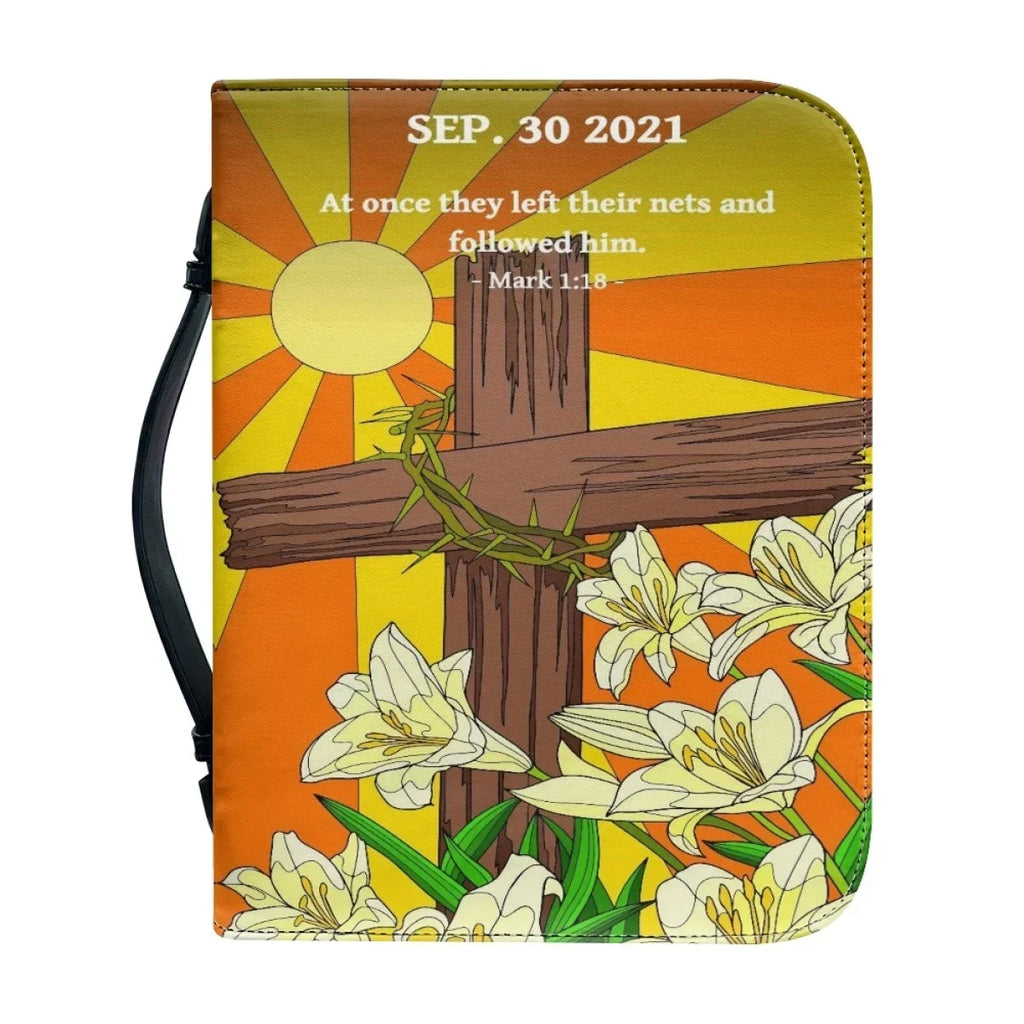 PU Leather Handbags for Women's Artistic Christian Cross Print Bible Cover Case Portable Study Book Holy Storage Boxes Custom