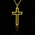 Trendy Religious Jesus Cross 18X30mm Pendant Necklace Gold Color Stainless Steel Chain Necklaces For Unisex Hollow Jewelry Gift