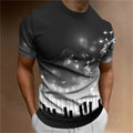 Retro Men'S T-Shirt 3d Music Notes Printed Men Clothing Daily Casual Short Sleeve Street Designer Tees Top Loose Oversized Shirt