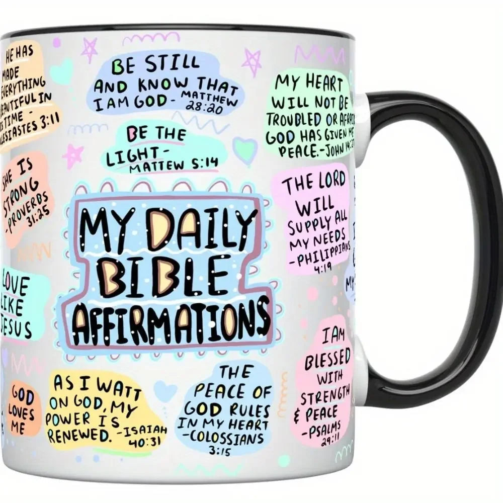 My Daily Christian Mug 11oz with Bible Verse and Scripture for Christmas Halloween Birthday Gift Jesus Christ Bible Positive