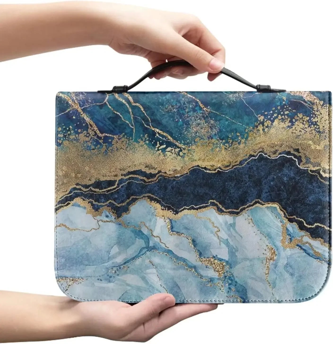 Marble Bible Cover for Men White and Gold Custom for Women Girl with Handle and Zipper Bible Bag Journal Case Christian Gift