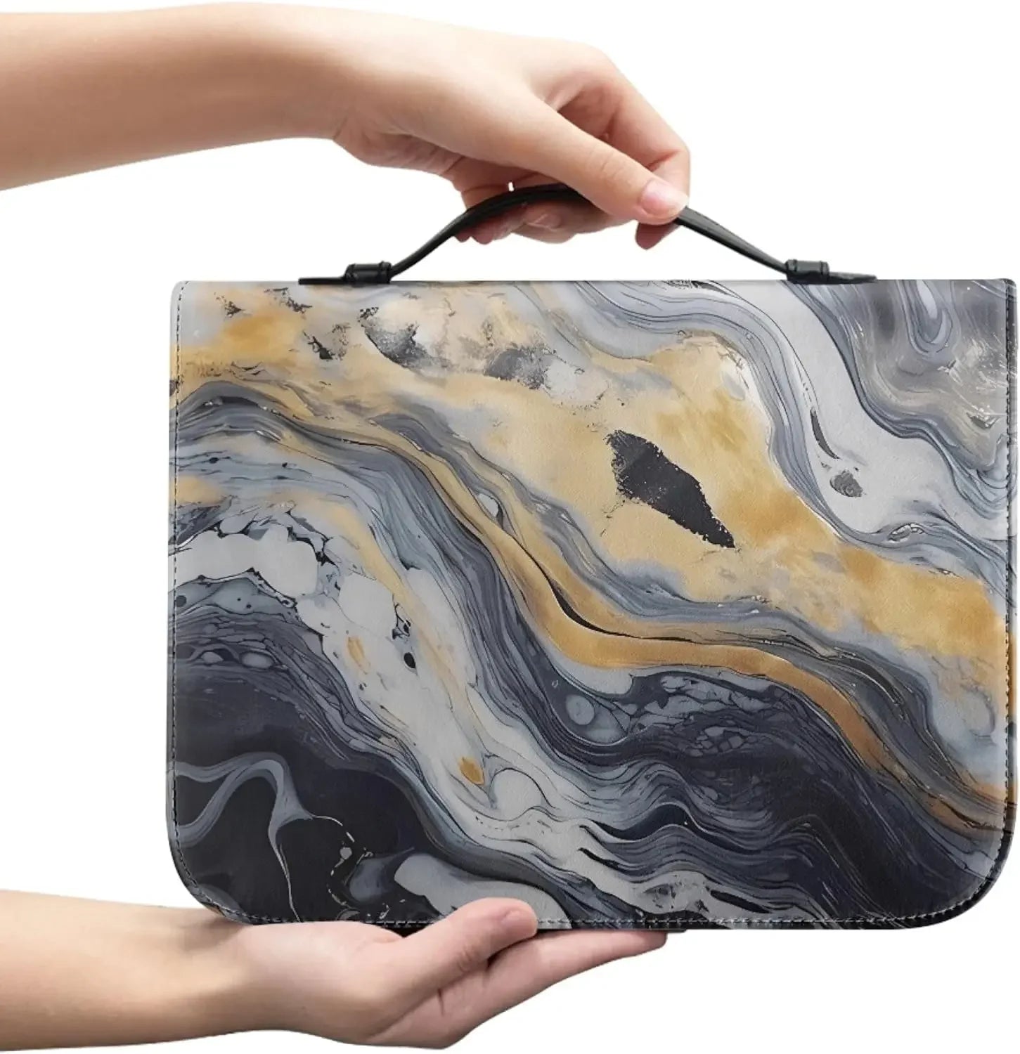 Marble Bible Cover for Men White and Gold Custom for Women Girl with Handle and Zipper Bible Bag Journal Case Christian Gift