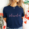 Blessed Floral Cross T-Shirt for Women, Flower Graphic Tee, Summer Short Sleeve O Neck Y2k Tops, Female Aesthetic Faith Clothing