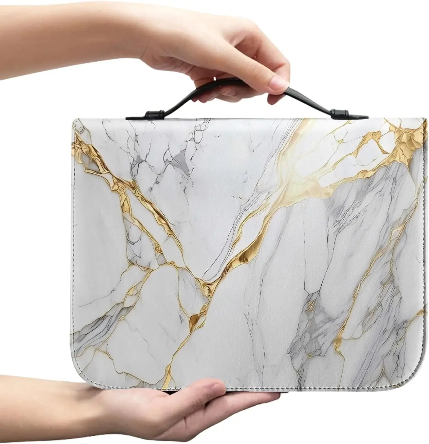 Marble Bible Cover for Men White and Gold Custom for Women Girl with Handle and Zipper Bible Bag Journal Case Christian Gift