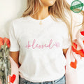 Blessed Floral Cross T-Shirt for Women, Flower Graphic Tee, Summer Short Sleeve O Neck Y2k Tops, Female Aesthetic Faith Clothing